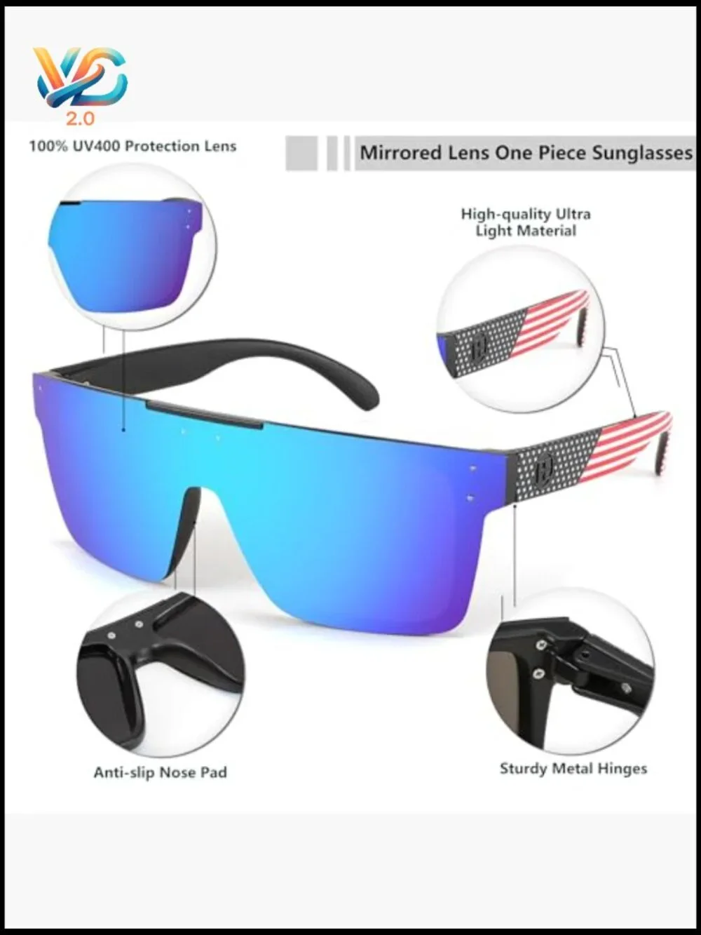 Oversized Square Flat Top Shield Sunglasses Retro Y2K Trendy
